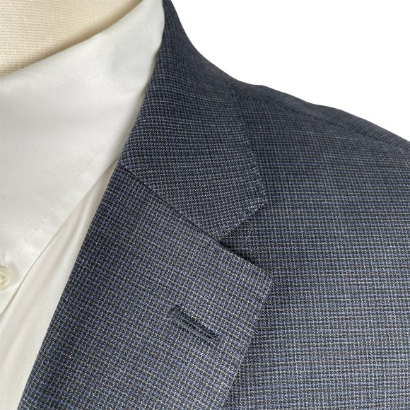 Tommy Hilfiger 2pc Suit Mens 50R Charcoal with Blue Wool Stretch Blend 44x29.5